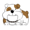 Illustration design of a hand drawn cute baby bulldog cartoon style on white background Royalty Free Stock Photo