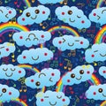 Cloud rainbow love music note seamless pattern Royalty Free Stock Photo