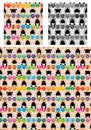 Japan doll rabbit Kimono symmetry seamless pattern Royalty Free Stock Photo