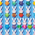 Japan rabbit Kimono horizontal seamless pattern