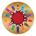 Japanese doll tall circle 14 template Royalty Free Stock Photo