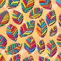 Leaf stripe tribal style seamless pattern