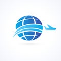 Logo design abstract planet travel vector template. Royalty Free Stock Photo