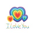 Love rainbow glitter I Love You frame