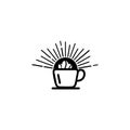 Illustration design of monoline, minimalistic, simple logotype coffee