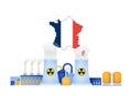 illustration design of Nuclear campaign in France makes less carbon emissions for electricity energy. zero emission renewable