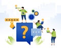 Illustration design of question and answer with feedback and rating. people give ratings on comments and feedback on service to