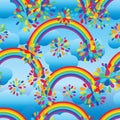 Rainbow curl celebration petal seamless pattern Royalty Free Stock Photo