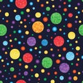 Rainbow glitter circle seamless pattern