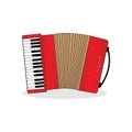 Illustration design of a red accordion musical instrument