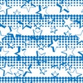 Star blue 3d halftone symmetry horizontal seamless pattern Royalty Free Stock Photo