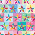 Star layer colorful symmetry seamless pattern Royalty Free Stock Photo