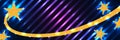 Star line gold glitter curl blue purple banner RGB Royalty Free Stock Photo