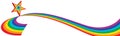 Star rainbow line banner white background