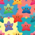 Star happy colorful square seamless pattern