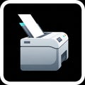 Illustration of a desktop printer in a simplistic, digital style. The printer is depicted in Royalty Free Stock Photo