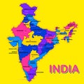 Detailed map of India, Asia with all states and country boundary Royalty Free Stock Photo