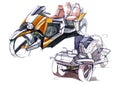 Illustration of the development of a motorcycle project for a city on electric motors.