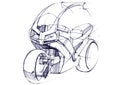 Illustration of the development of a motorcycle project for a city on electric motors. Royalty Free Stock Photo