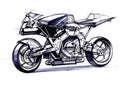 Illustration of the development of a motorcycle project for a city on electric motors. Royalty Free Stock Photo