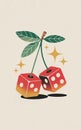 Illustration of Dice Growing on Cherry Stem Royalty Free Stock Photo