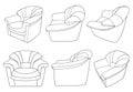 Illustration of different armchairs