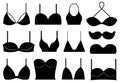 Illustration of different bras isolated