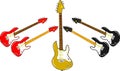 Different electric guitars in different colors