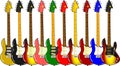 Different electric guitars with maple and rosewood neck