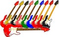 Different electric guitars in different colors