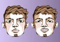 Illustration of different facial expressions of a