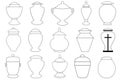 Illustration of different funeral cremation urns