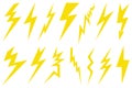 Illustration of different lightning bolts