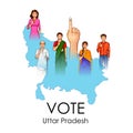 Different people showing voting finger for Uttar Pradesh Legislative Assembly election