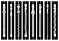 Illustration of different zippers