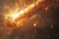 Digital artwork of  massive asteroid hitting the earth, causing an apocalyptic event. Royalty Free Stock Photo