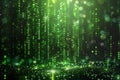 Illustration of digital background of green binary code with numbers falling down on a dark background, for product presentat Royalty Free Stock Photo