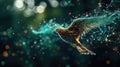 Illustration of a digital bird symbolizing connected technology in flight. Ai Generated Royalty Free Stock Photo