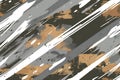 A digital fabric design with a gray and brown camouflage pattern, featuring white diagonal lines Royalty Free Stock Photo