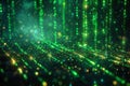 Digital image of cinematic background of falling green binary code on a dark background Royalty Free Stock Photo