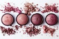 Digital image of four blush and blushes on a white background of a beauty counter Royalty Free Stock Photo