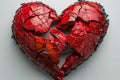 Digital image of  red broken heart with a white background, high quality, high resolution Royalty Free Stock Photo