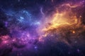Digital image of vibrant and dynamic background of the universe, filled with stars, galaxies, nebulae, and cosmic dust, creating