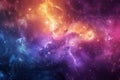Digital image of vibrant and dynamic background of the universe, filled with stars, galaxies, nebulae, and cosmic dust, creating