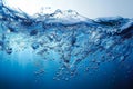 Digital image of the water surface on a white background, blue water with bubbles, minimalistic and transparently clean, simp Royalty Free Stock Photo