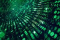 Illustration of  digital matrix background with binary code in shades of green, creating an abstract and futuristic atmospher Royalty Free Stock Photo
