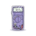 Illustration of a digital multimeter showing a reading of 12.3 volts Royalty Free Stock Photo