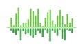 Vector design of digital music wave. Bright green spectrum-bars. Sound pulse. Audio equalizer Royalty Free Stock Photo