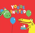 Dino birthday your invited print vector art