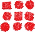 Red Dirty doodle background set